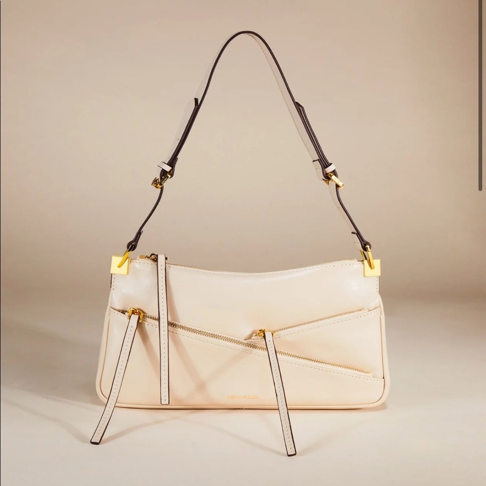 Manu Atelier three zipper shoulder bag in ivory